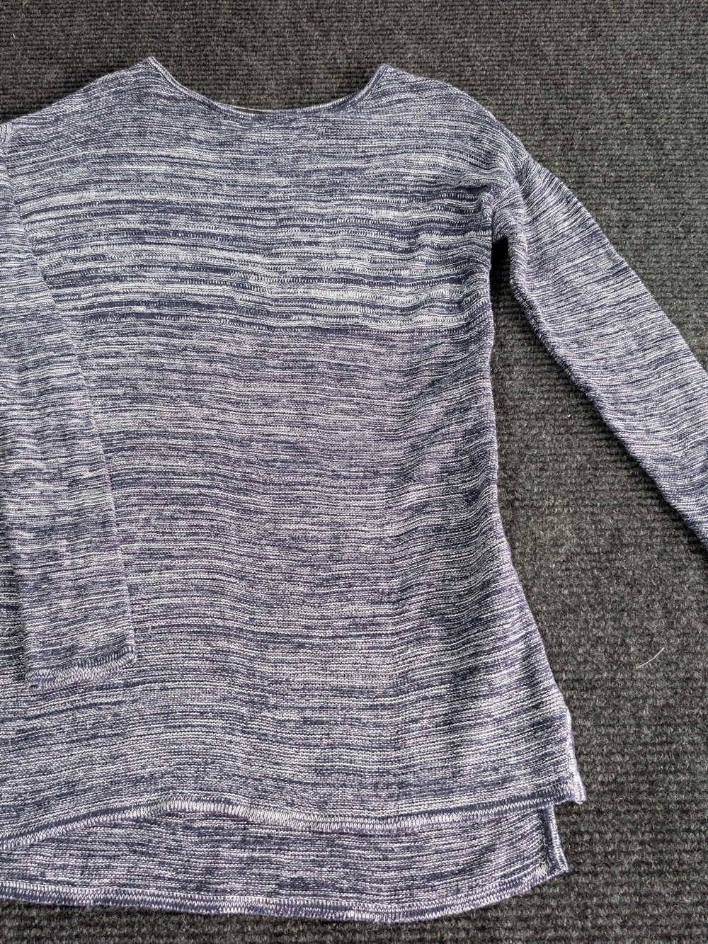 Ellen Tracy Blue Marled Knit Tunic Sweater